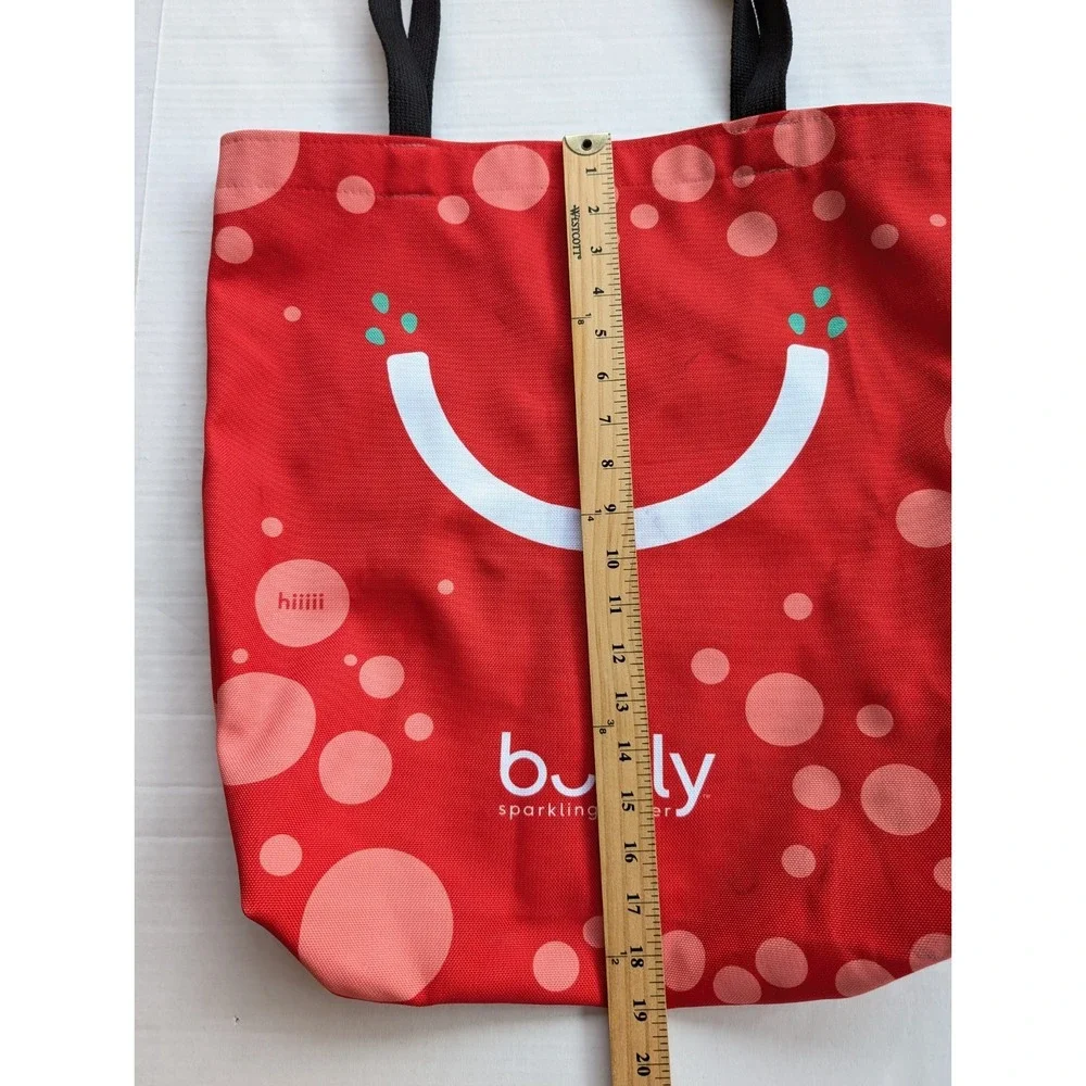 Bubly Sparking Water Tote Bag Limited Edition Red 19x17 Canvas Cherry Strawberry - Picture 5 of 6